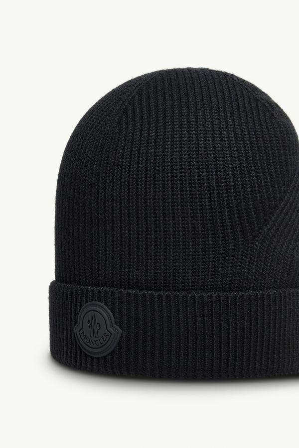 Wool Beanie Men Black Moncler 2