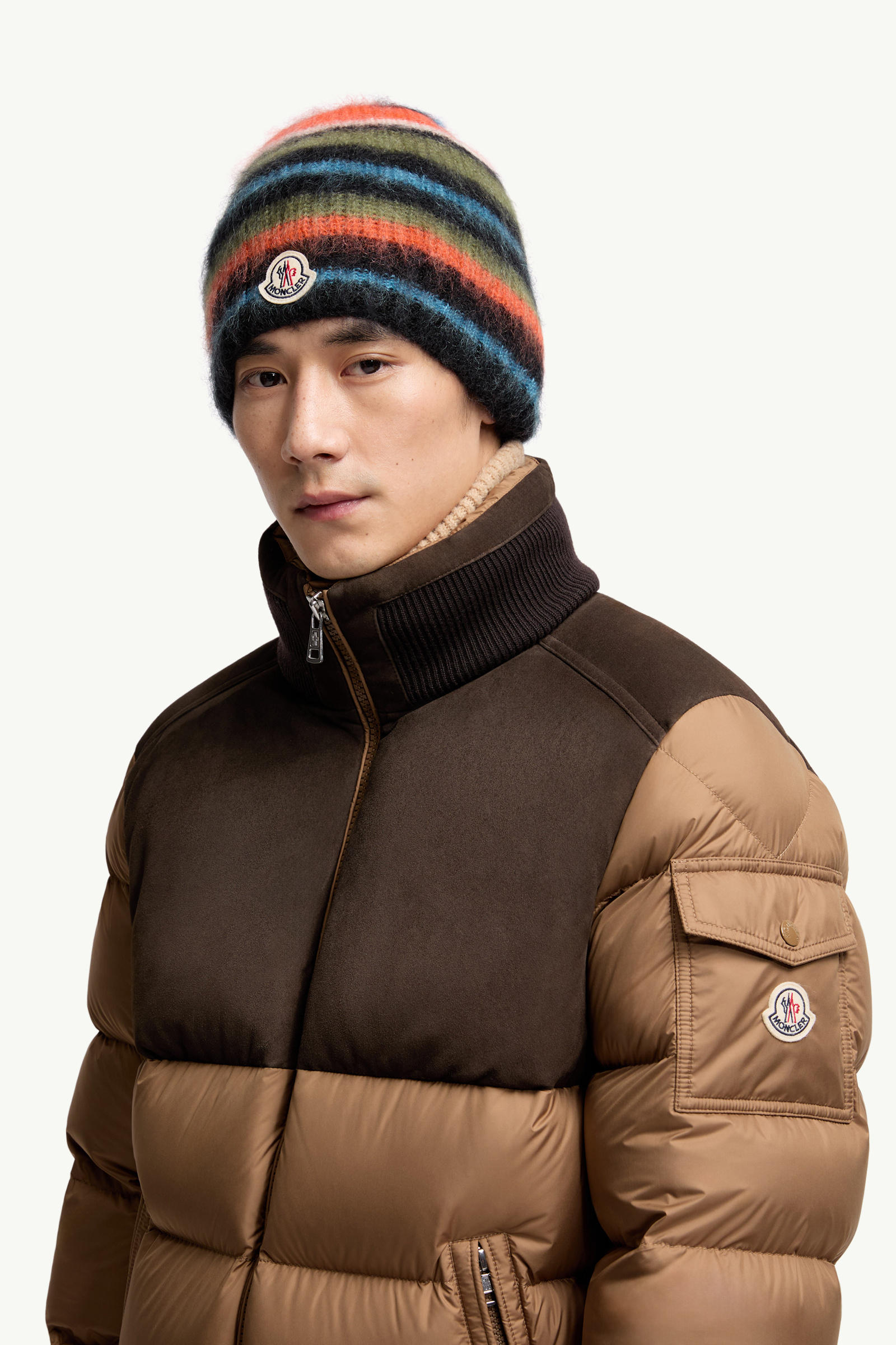 Bonnet en mohair rayé Hommes Multicolore Moncler 1