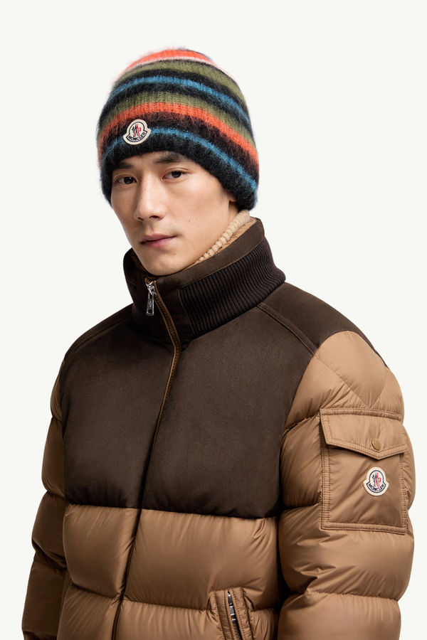 Striped Mohair Beanie Men Multicolour Moncler 1