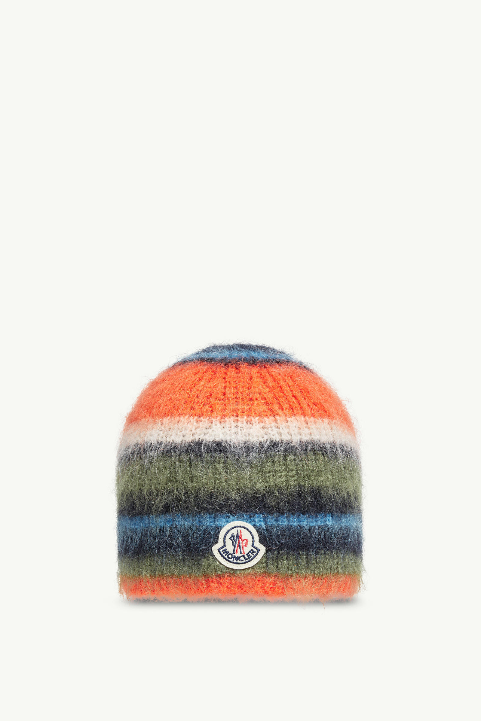 Striped Mohair Beanie Men Multicolour Moncler 0