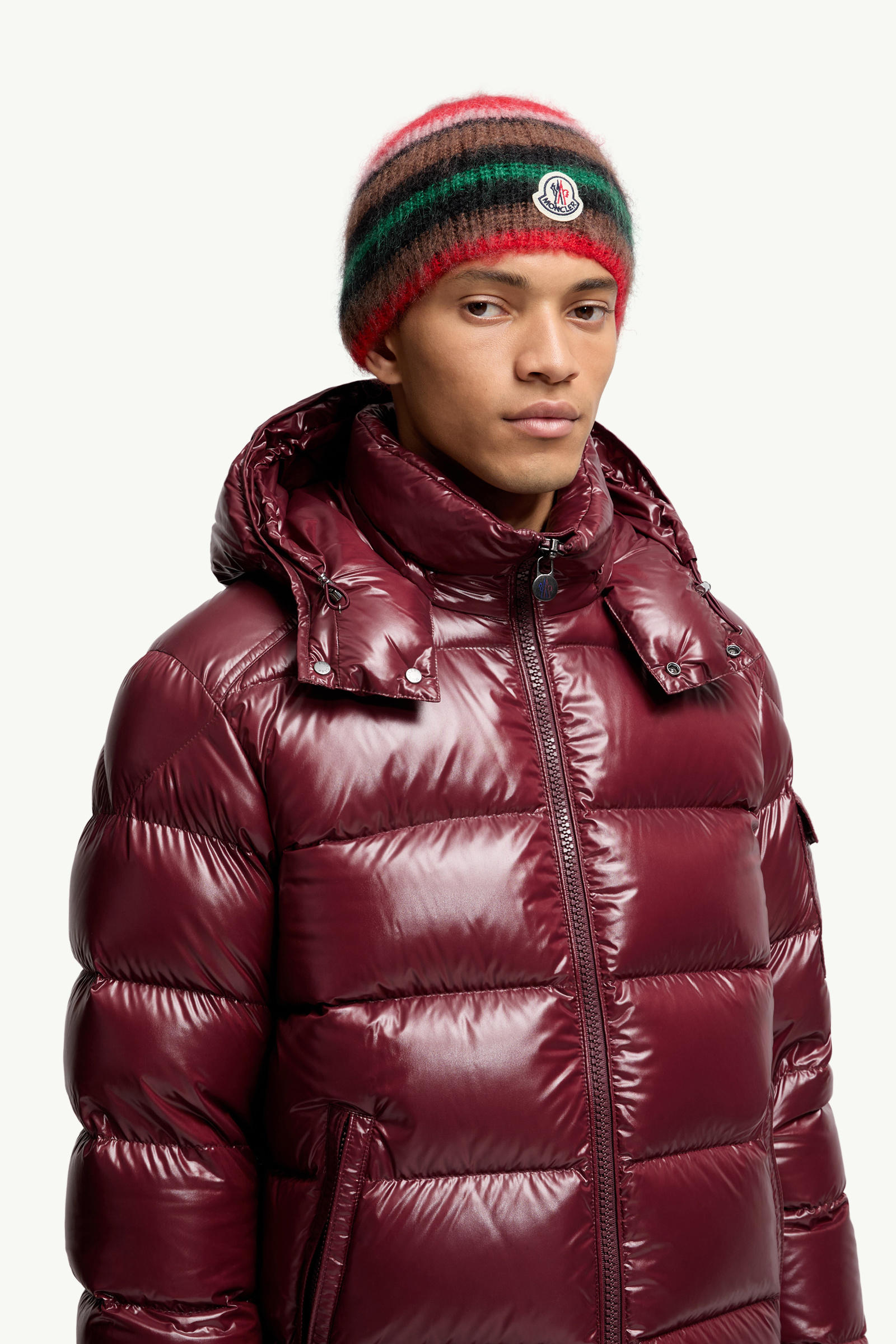 Striped Mohair Beanie Men Multicolour Moncler 1