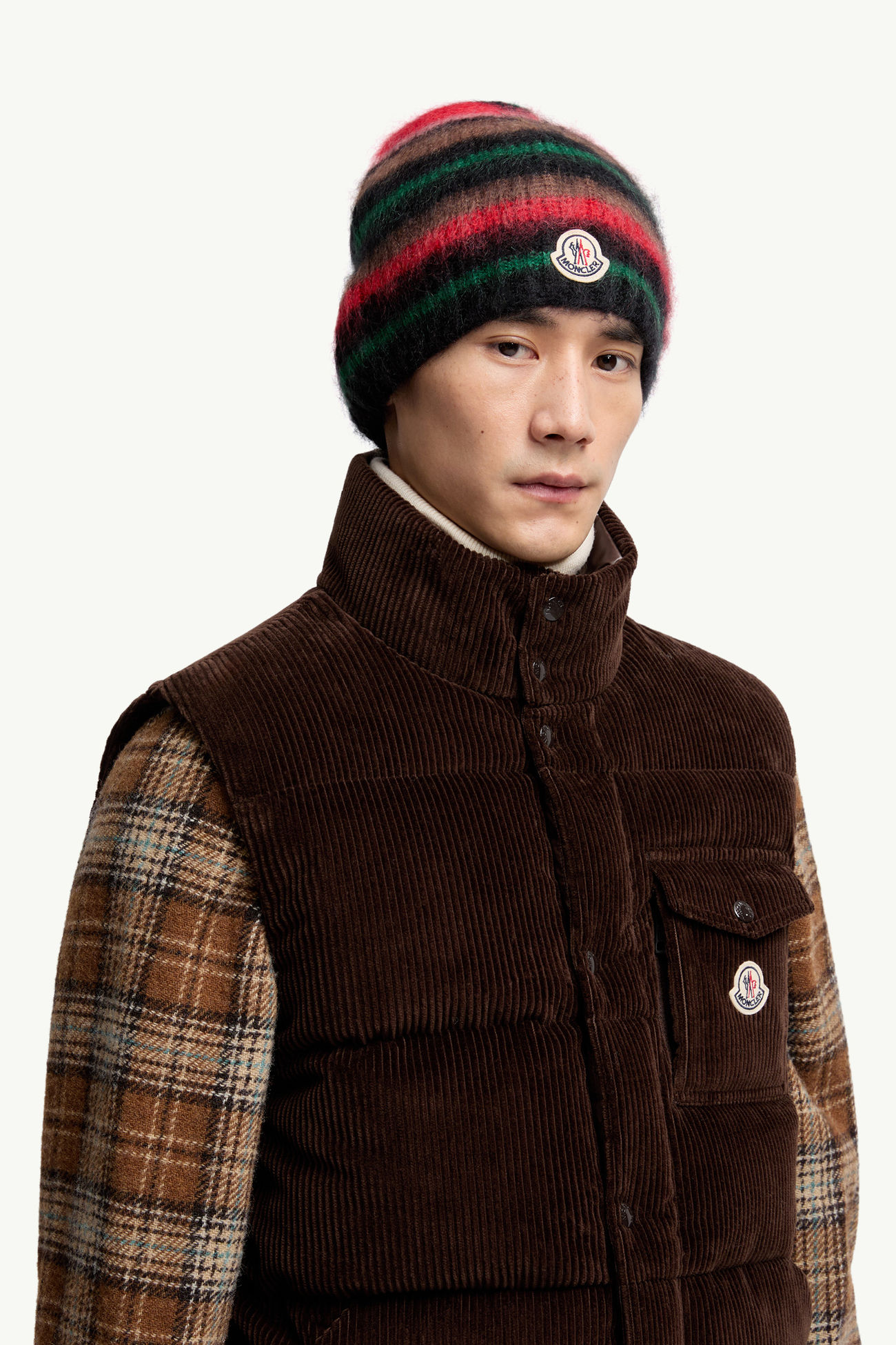 條紋馬海毛冷帽 男士 彩色 Moncler 1