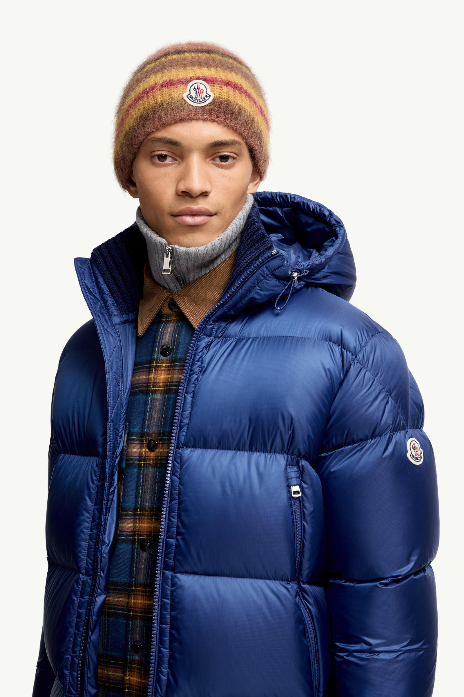 Striped Mohair Beanie Men Multicolour Moncler 1
