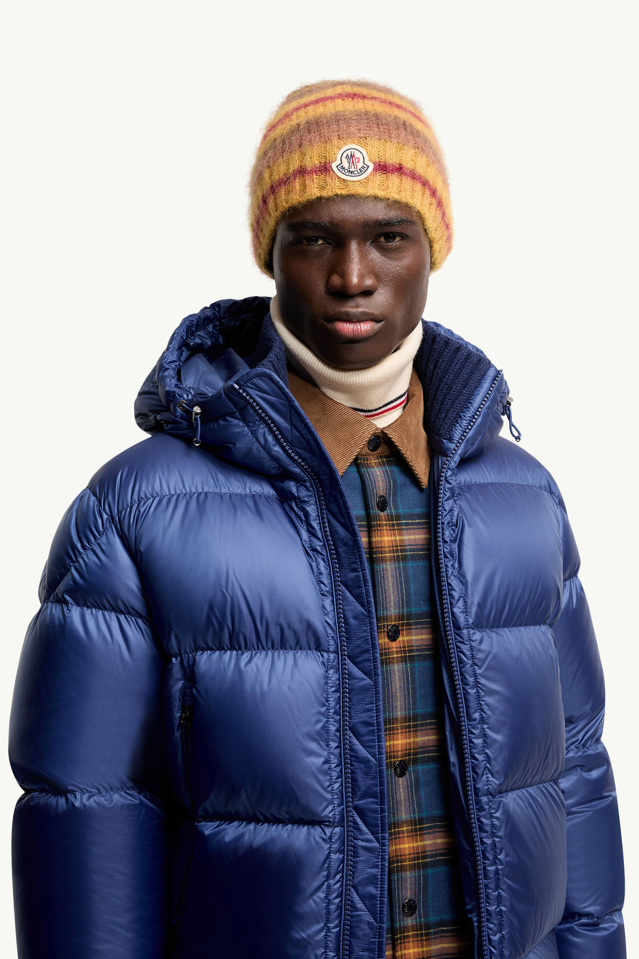 條紋馬海毛冷帽 男士 彩色 Moncler 1