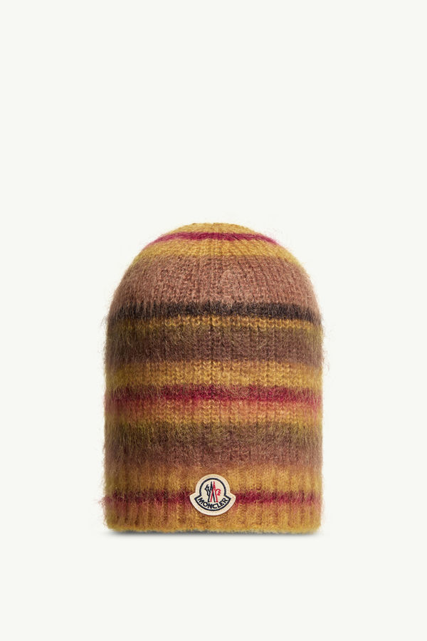 Striped Mohair Beanie Men Multicolour Moncler 0