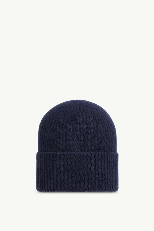 Wool & Cashmere Beanie Men Navy Blue Moncler 3