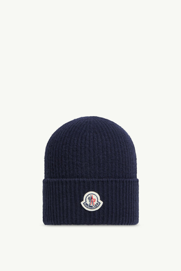 Wool & Cashmere Beanie Men Navy Blue Moncler 0