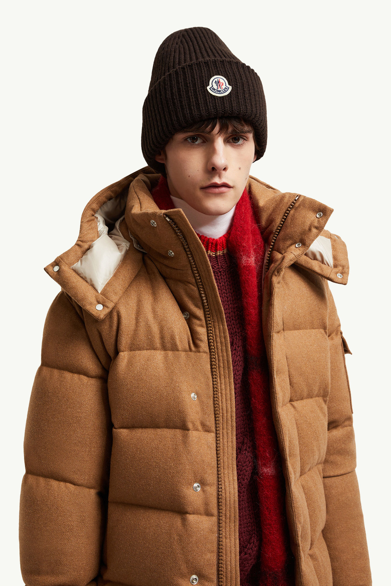 羊毛羊絨冷帽 男士 深啡色 Moncler 1