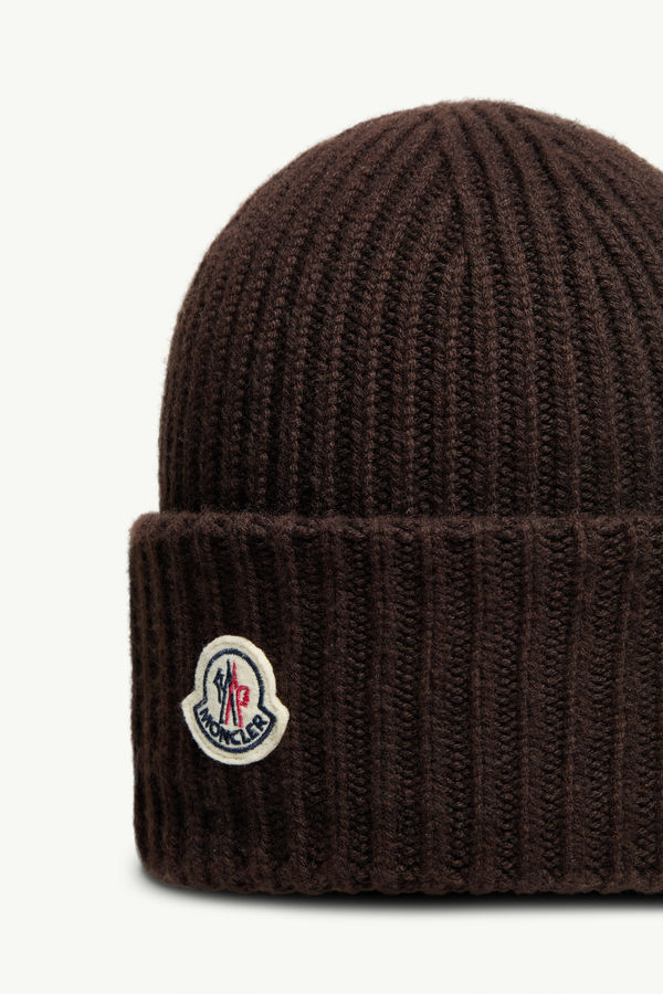 Wool & Cashmere Beanie Men Dark Brown Moncler 3