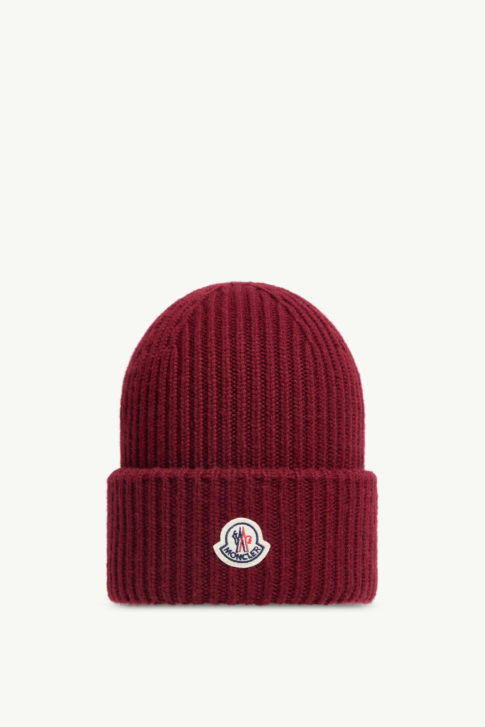 H*T様 MONCLER ワインレッド ファー付きニット帽 UNI Grape Red Wool & Cashmere Beanie - Hats & Beanies for Men | Moncler US