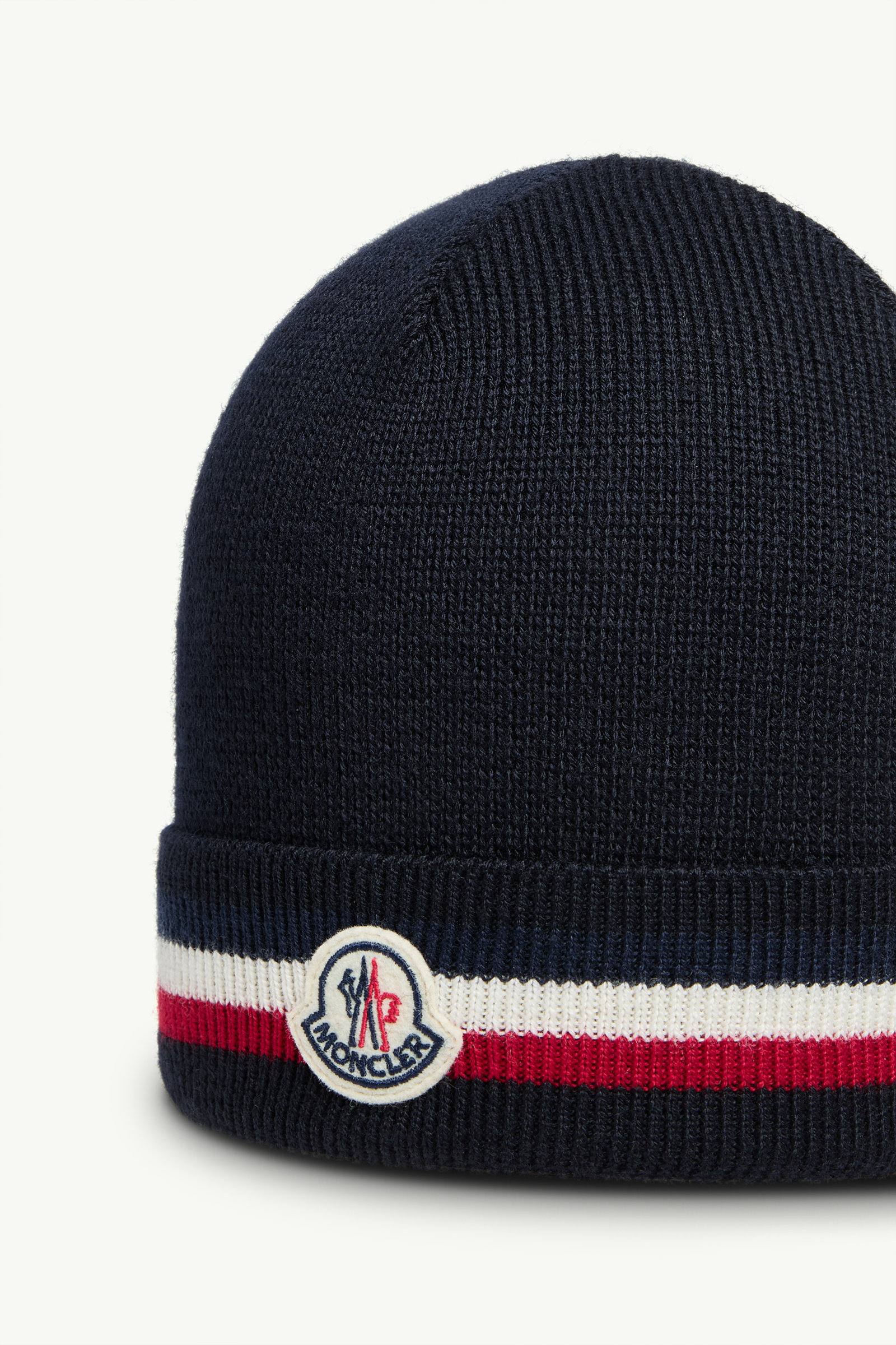 Tricolour Wool Beanie Men Navy Blue Moncler 2