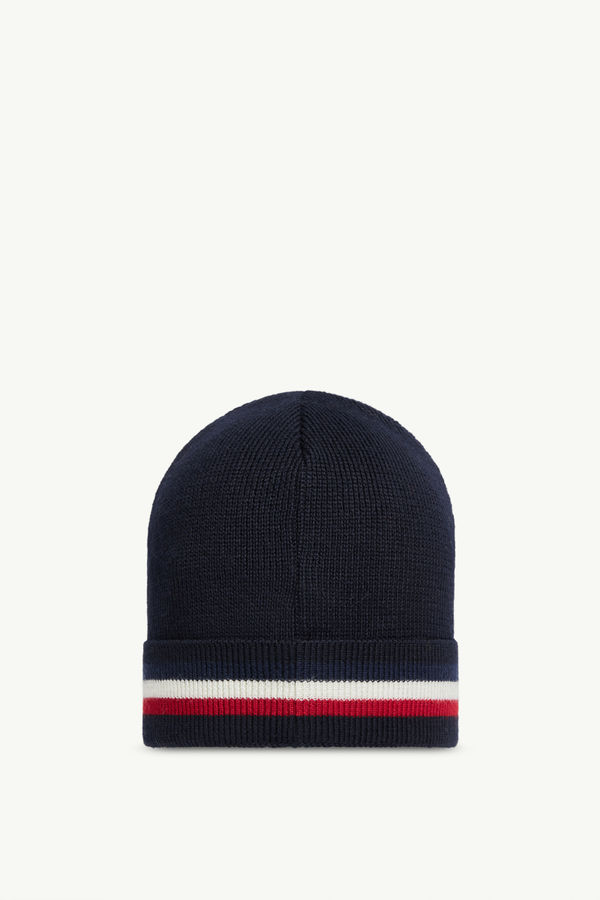 Dreifarbige Beaniemütze aus Wolle Herren Navyblau Moncler 3