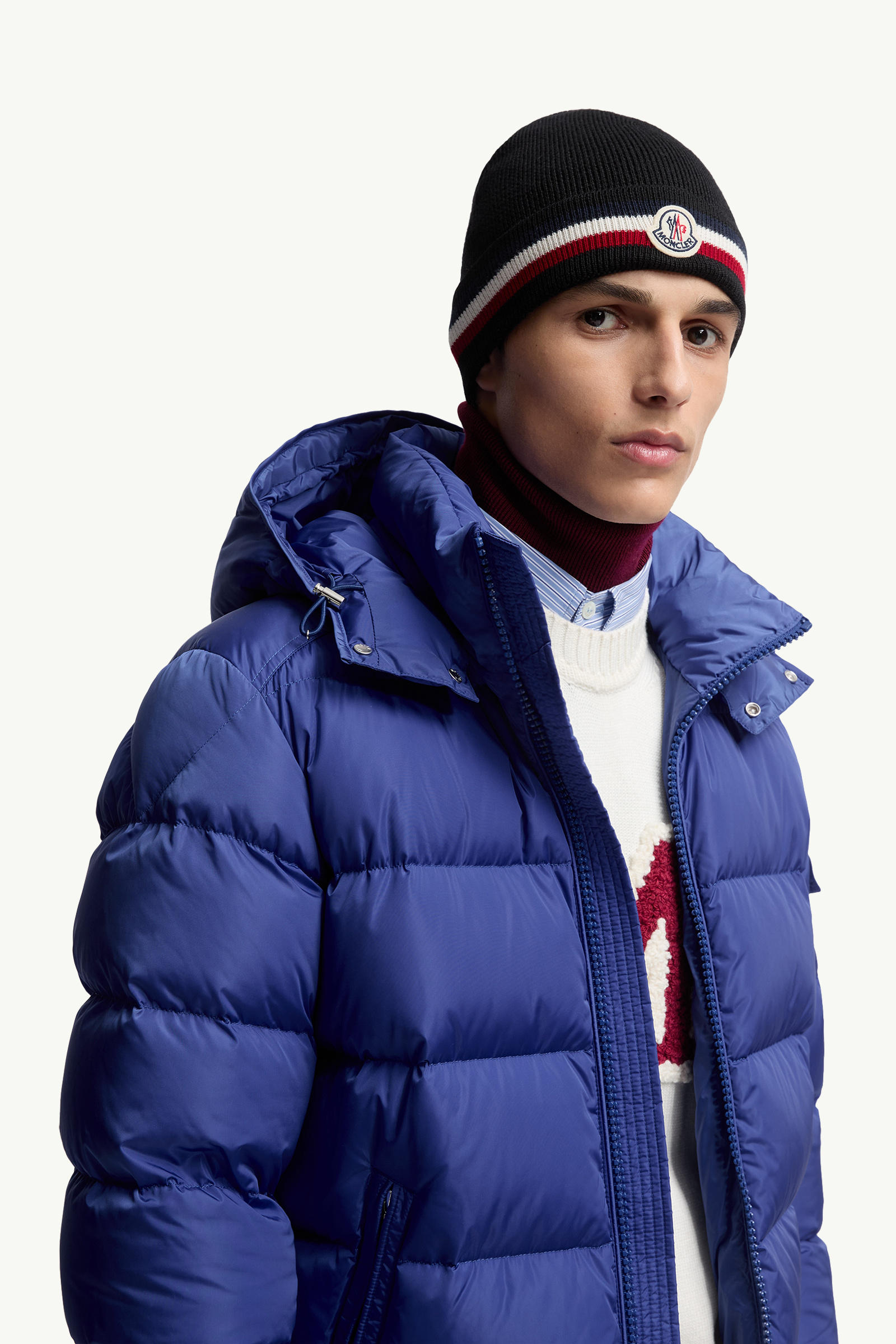 Tricolour Wool Beanie Men Black Moncler 1