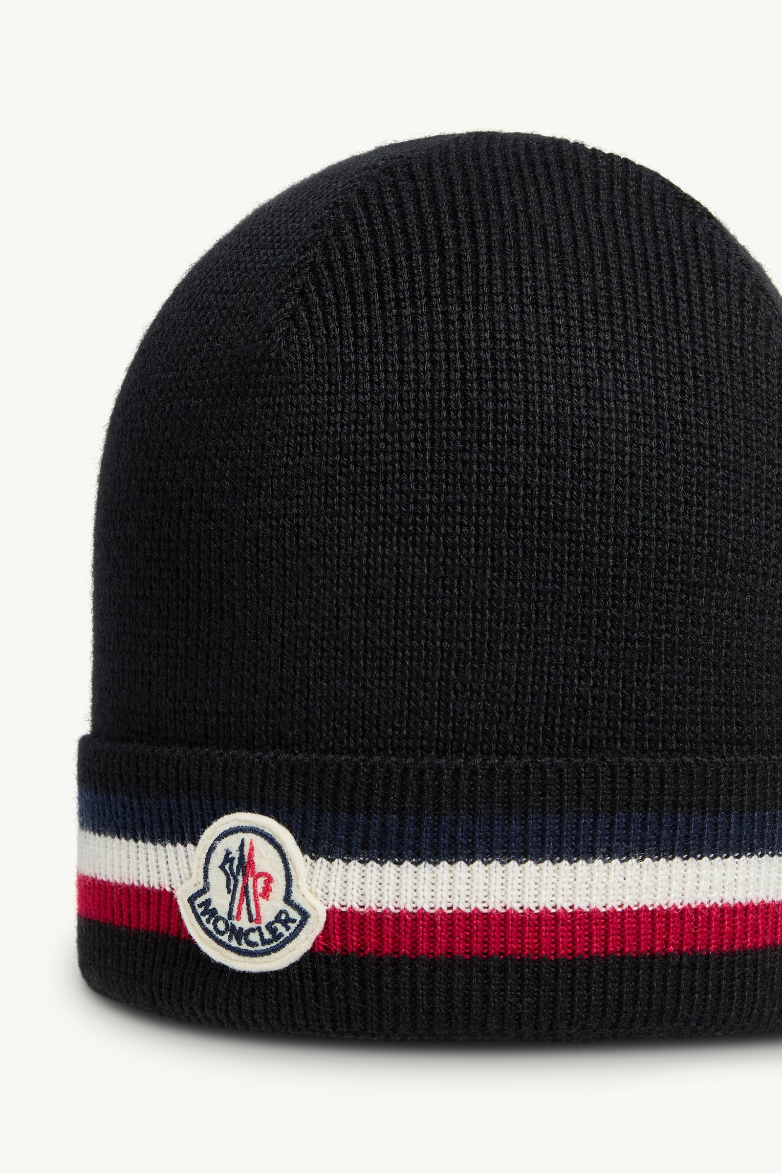 MONCLER ブラックニット帽 ブラック ニットキャップ : ハット＆ベレー 向けの メンズ
