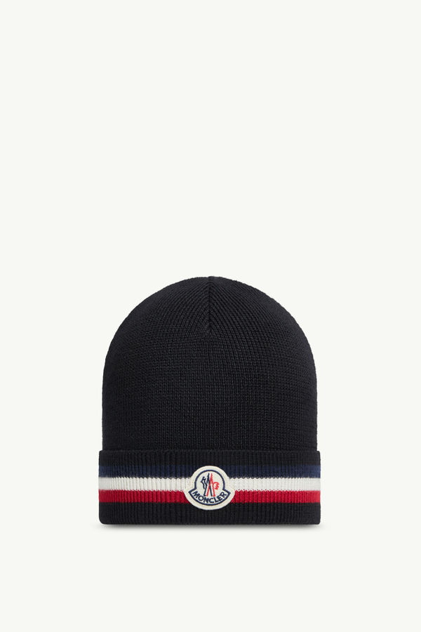 Tricolour Wool Beanie Men Black Moncler 0
