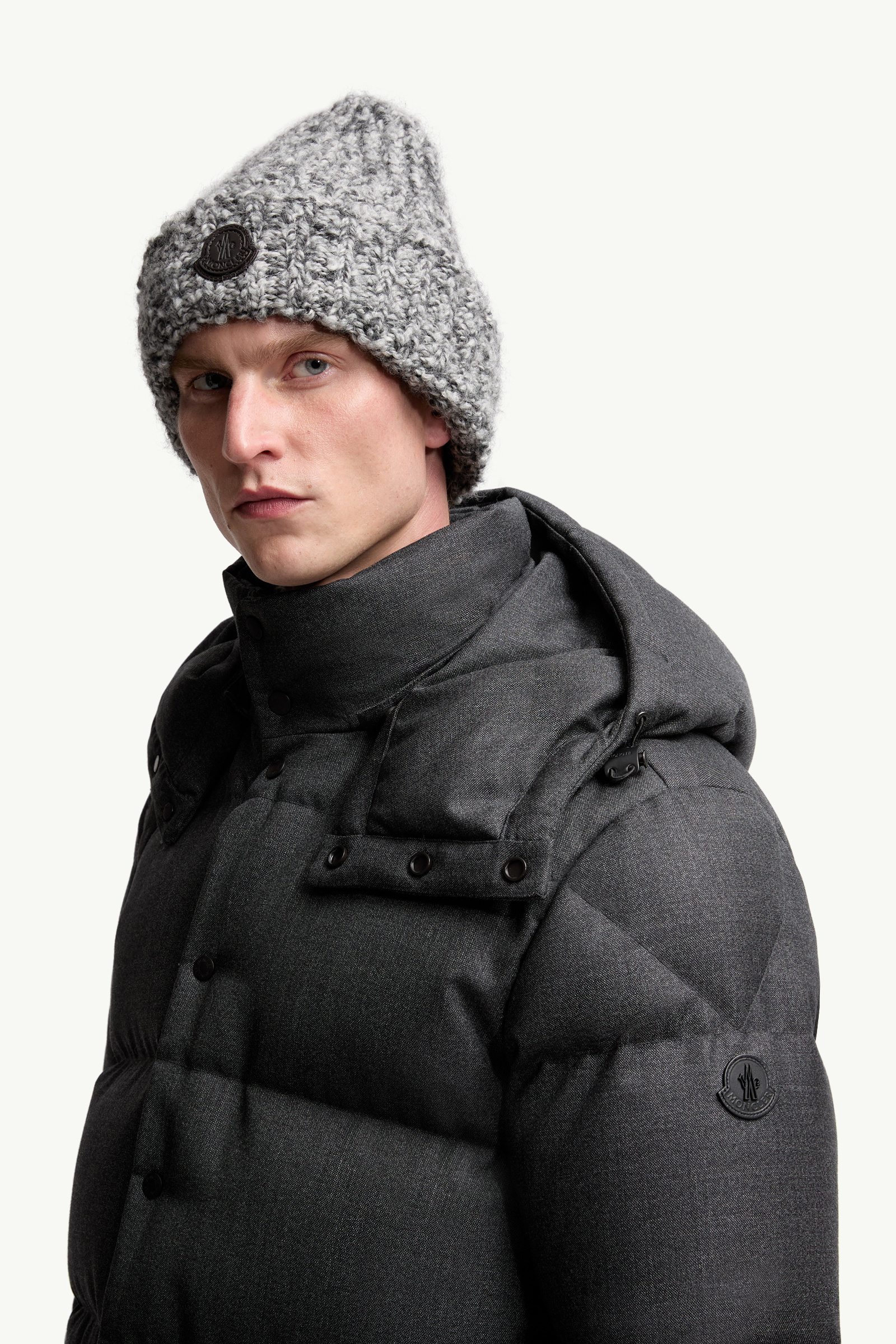 Wool & Alpaca Blend Beanie Men Gray Moncler 1