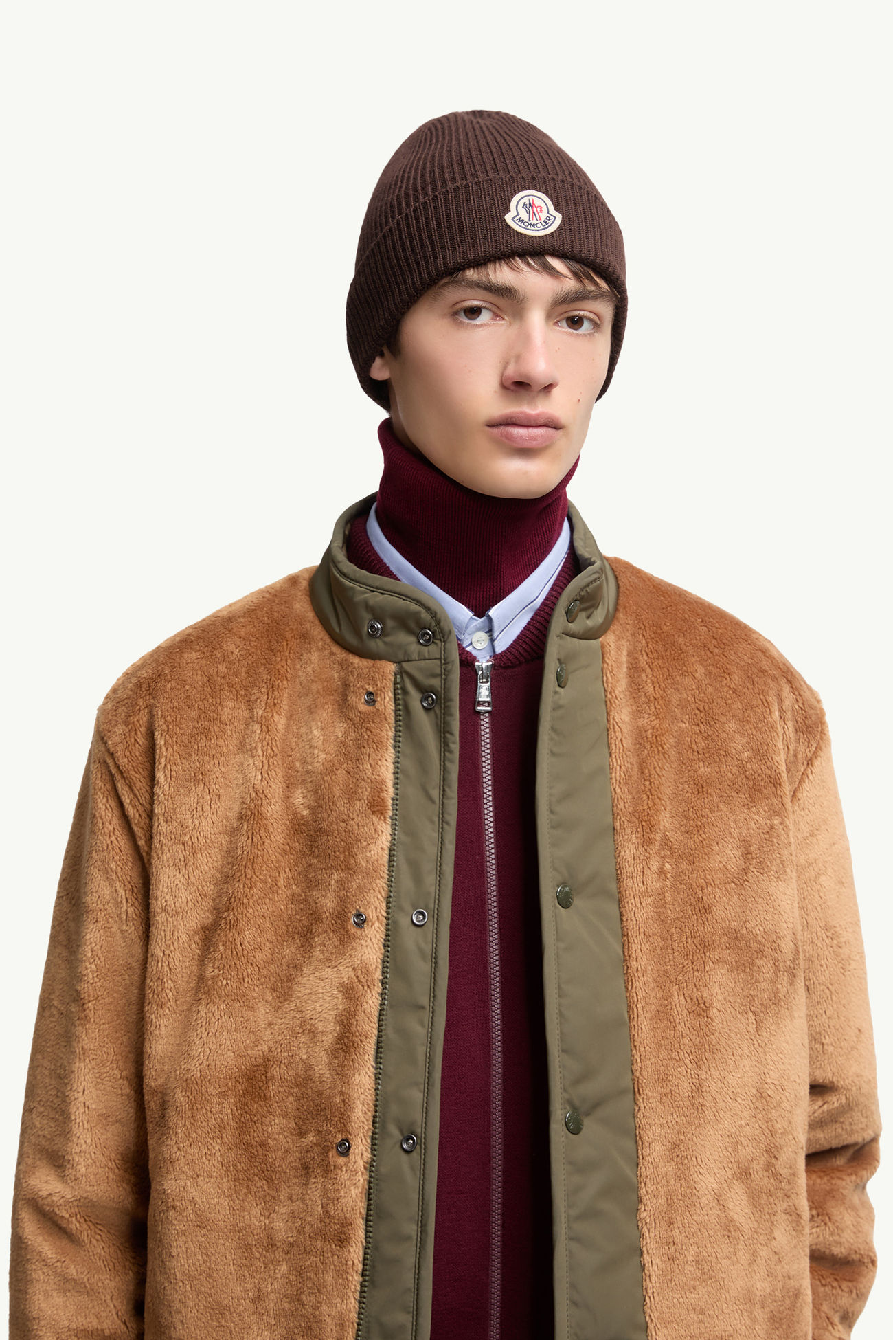 羊毛冷帽 男士 啡色 Moncler 1