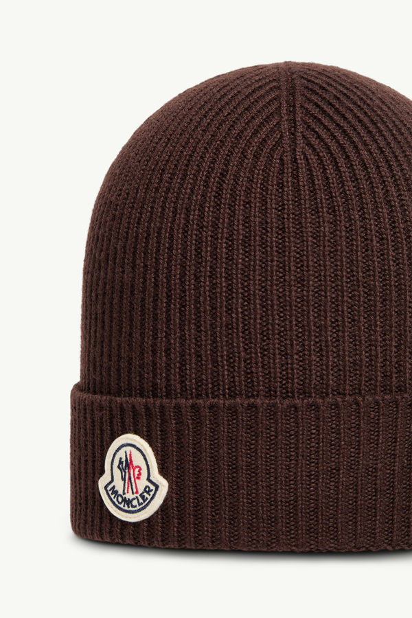 Wool Beanie Men Brown Moncler 2
