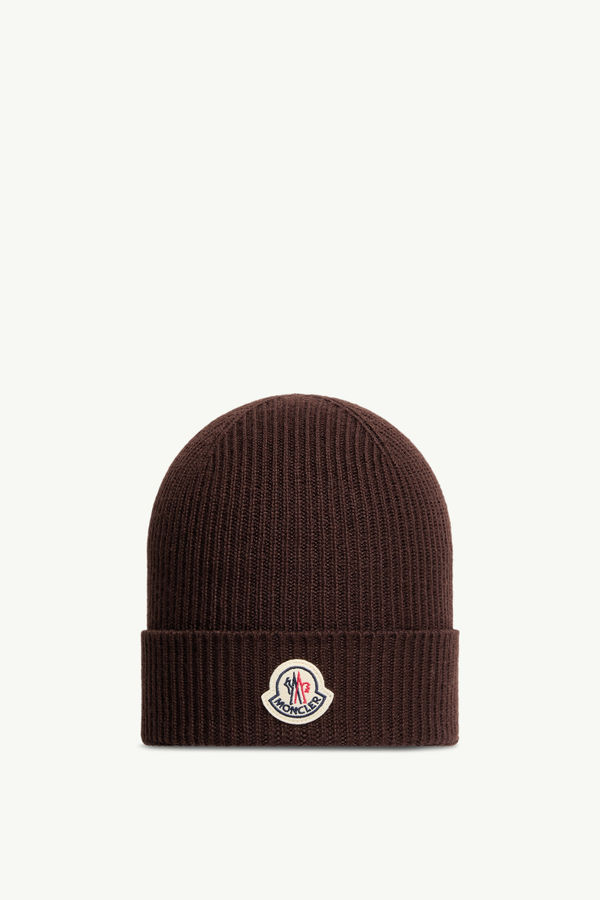 Wool Beanie Men Brown Moncler 0