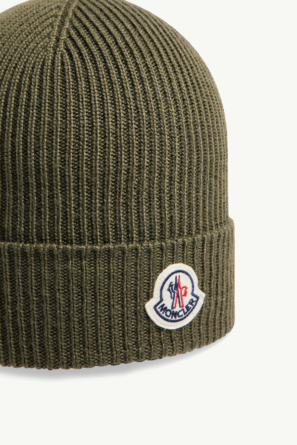 Wool Beanie Men Olive Green Moncler 2
