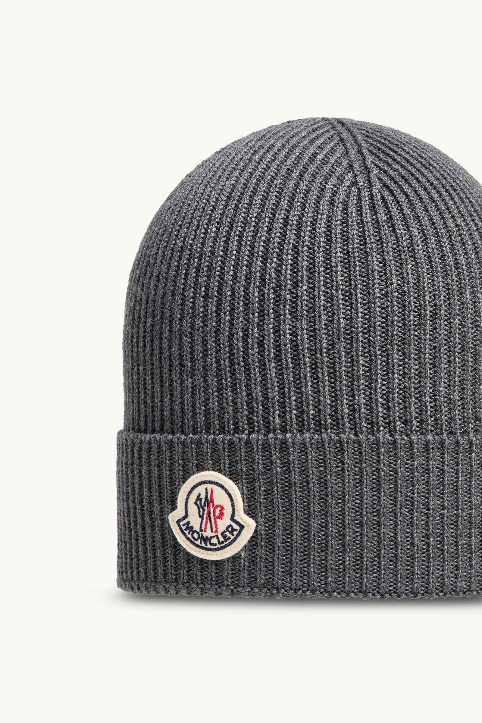 Wool Beanie Men Dark Gray Moncler 2