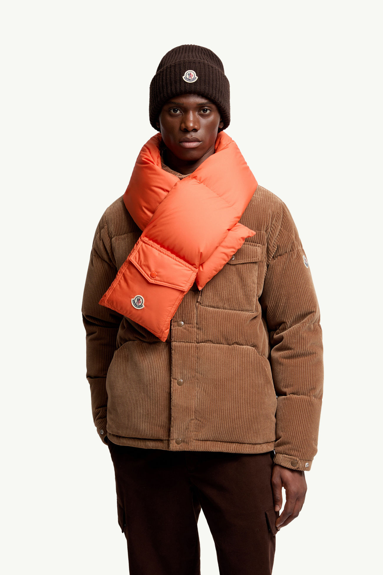 可收納式羽絨圍巾 中性 橙色 Moncler 1