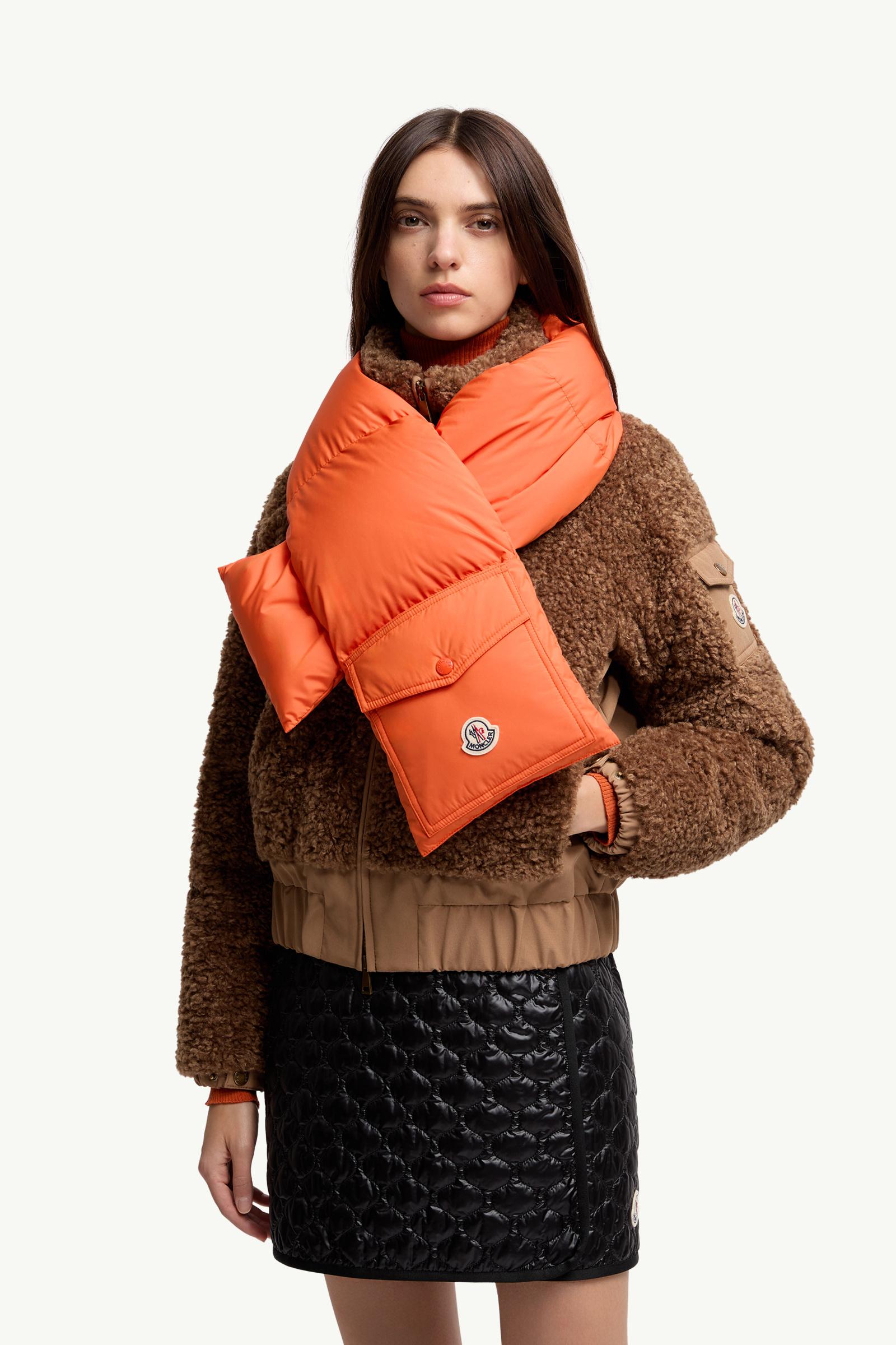 Orange Down Packable Scarf - Scarves & Gloves for Men | Moncler US