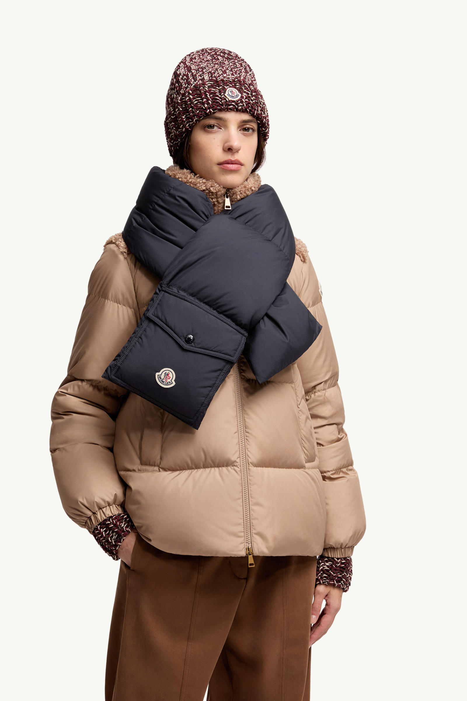 Down Packable Scarf Gender Neutral Navy Blue Moncler 2