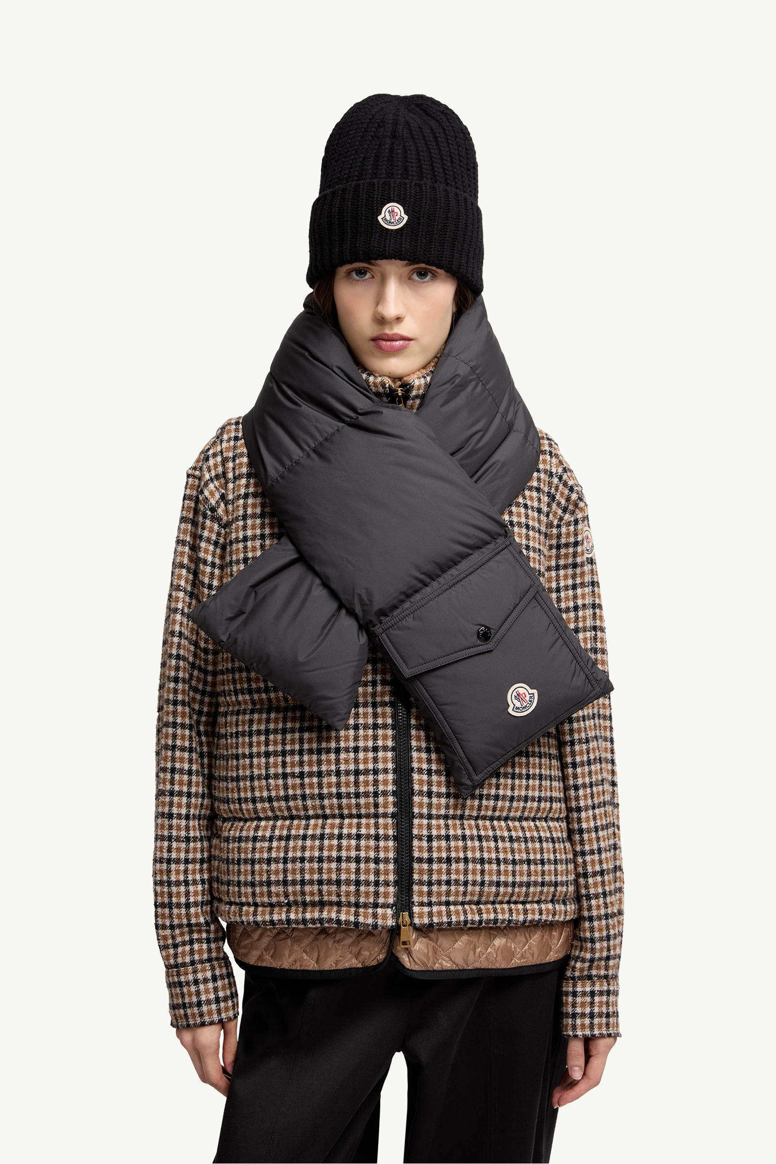 Down Packable Scarf Gender Neutral Black Moncler 2