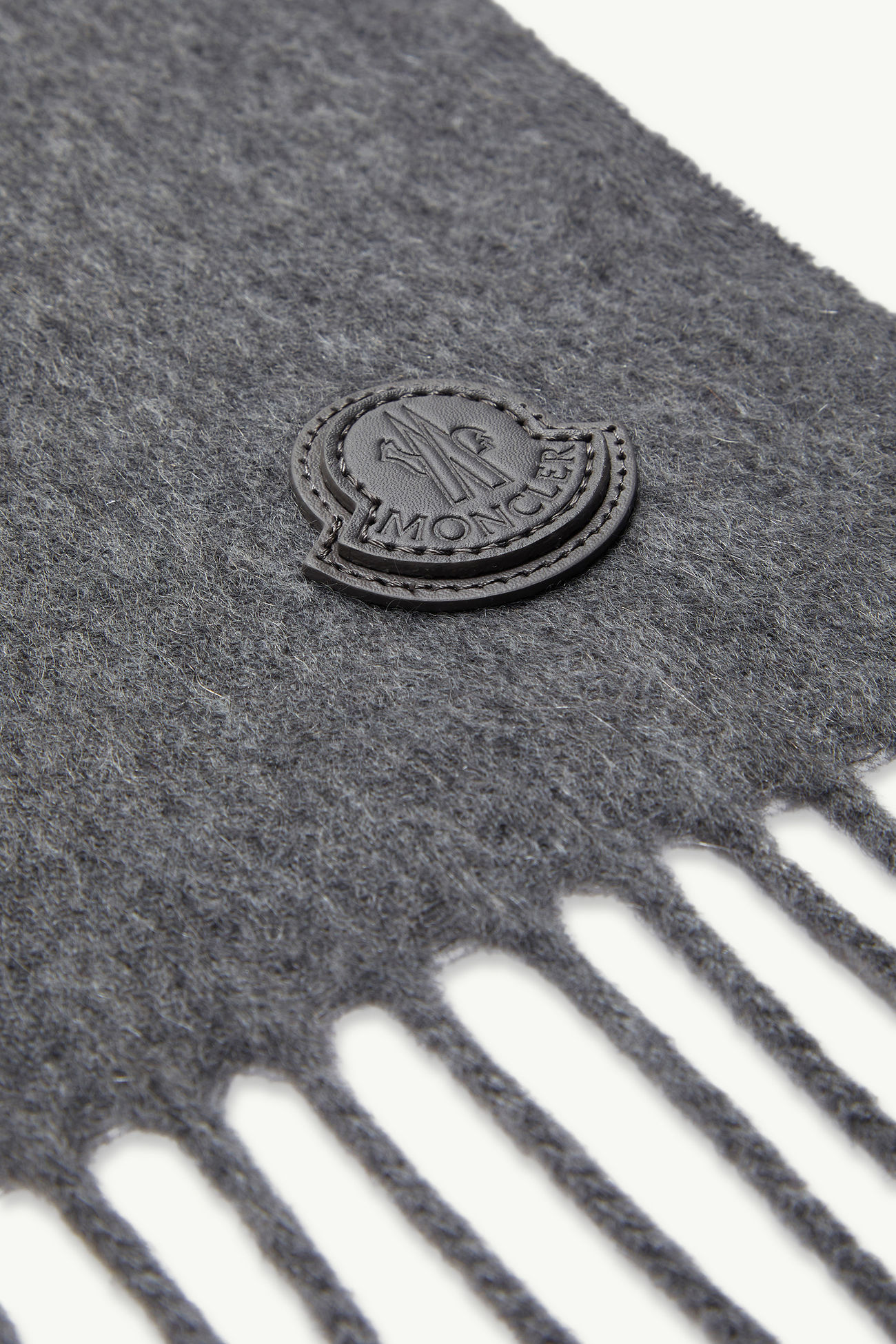 流蘇羊絨圍巾 男士 銀色 Moncler 3