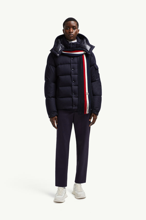 Tricolour Wool Scarf Men Navy Blue Moncler 1