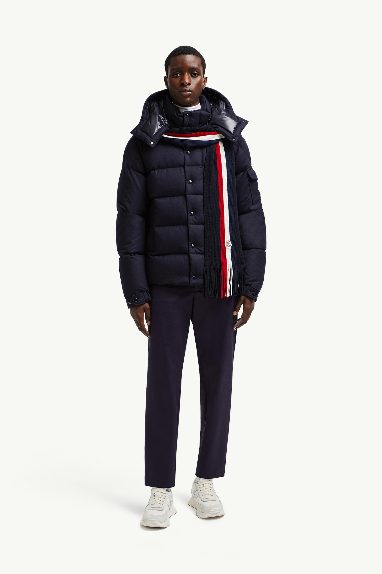 Tricolour Wool Scarf Men Navy Blue Moncler 1