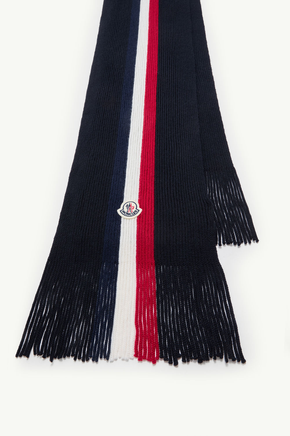 Tricolour Wool Scarf Men Navy Blue Moncler 2