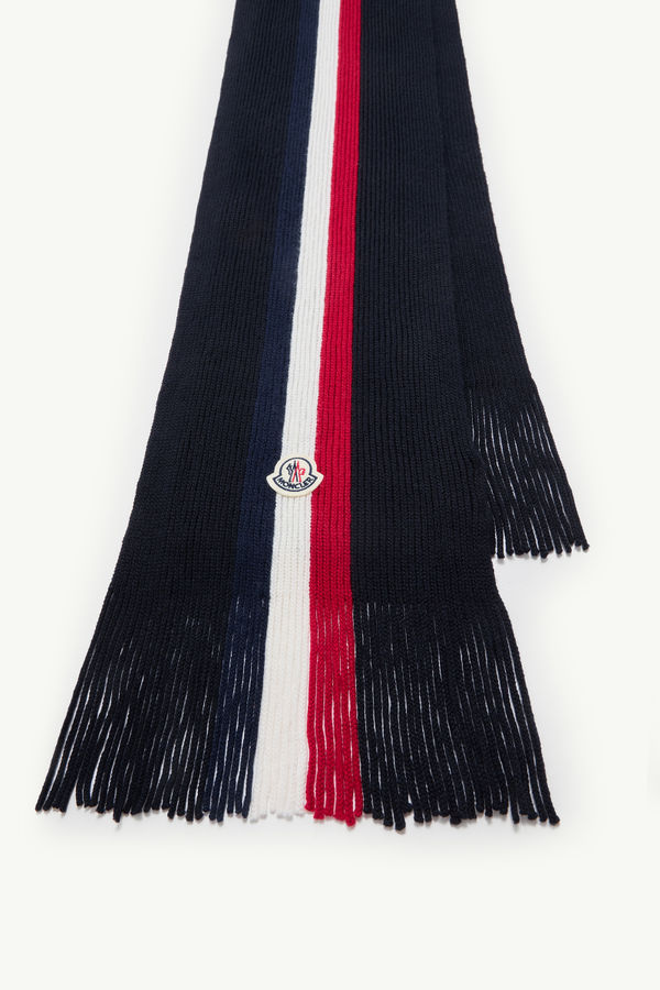 Tricolour Wool Scarf Men Navy Blue Moncler 2
