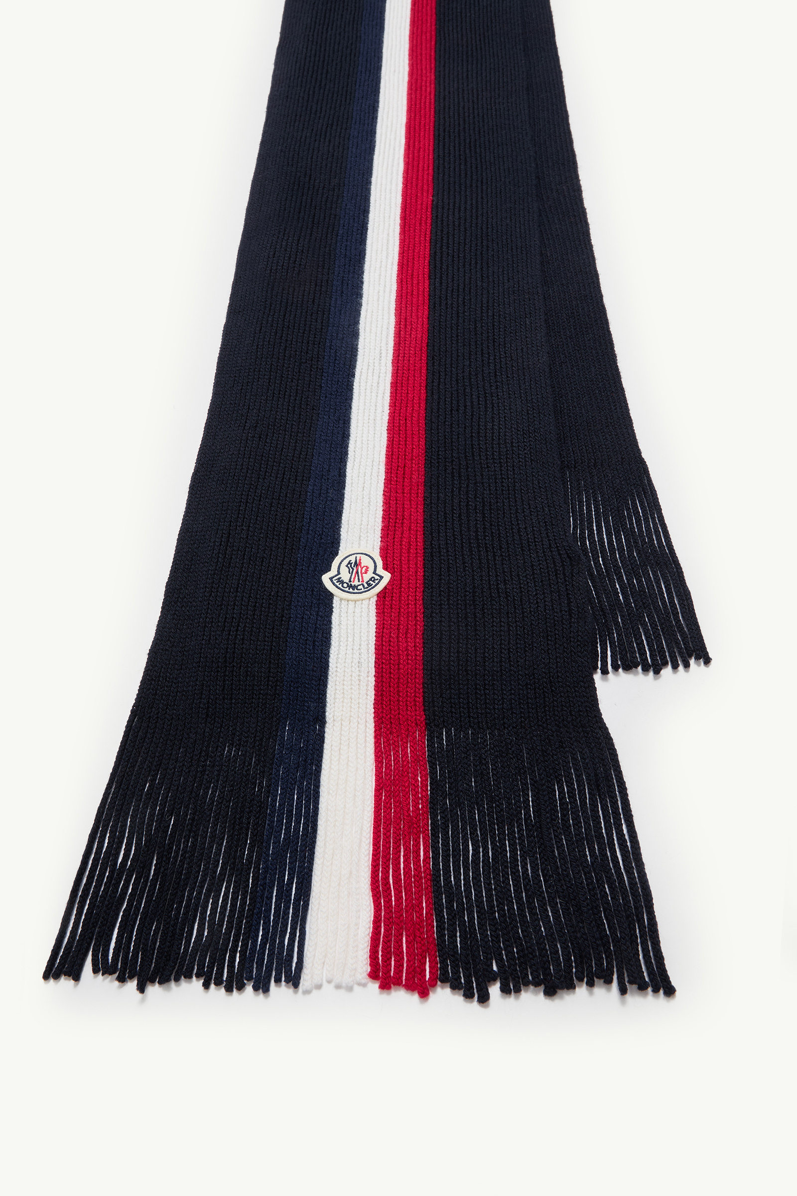 Tricolour Wool Scarf Men Navy Blue Moncler 2