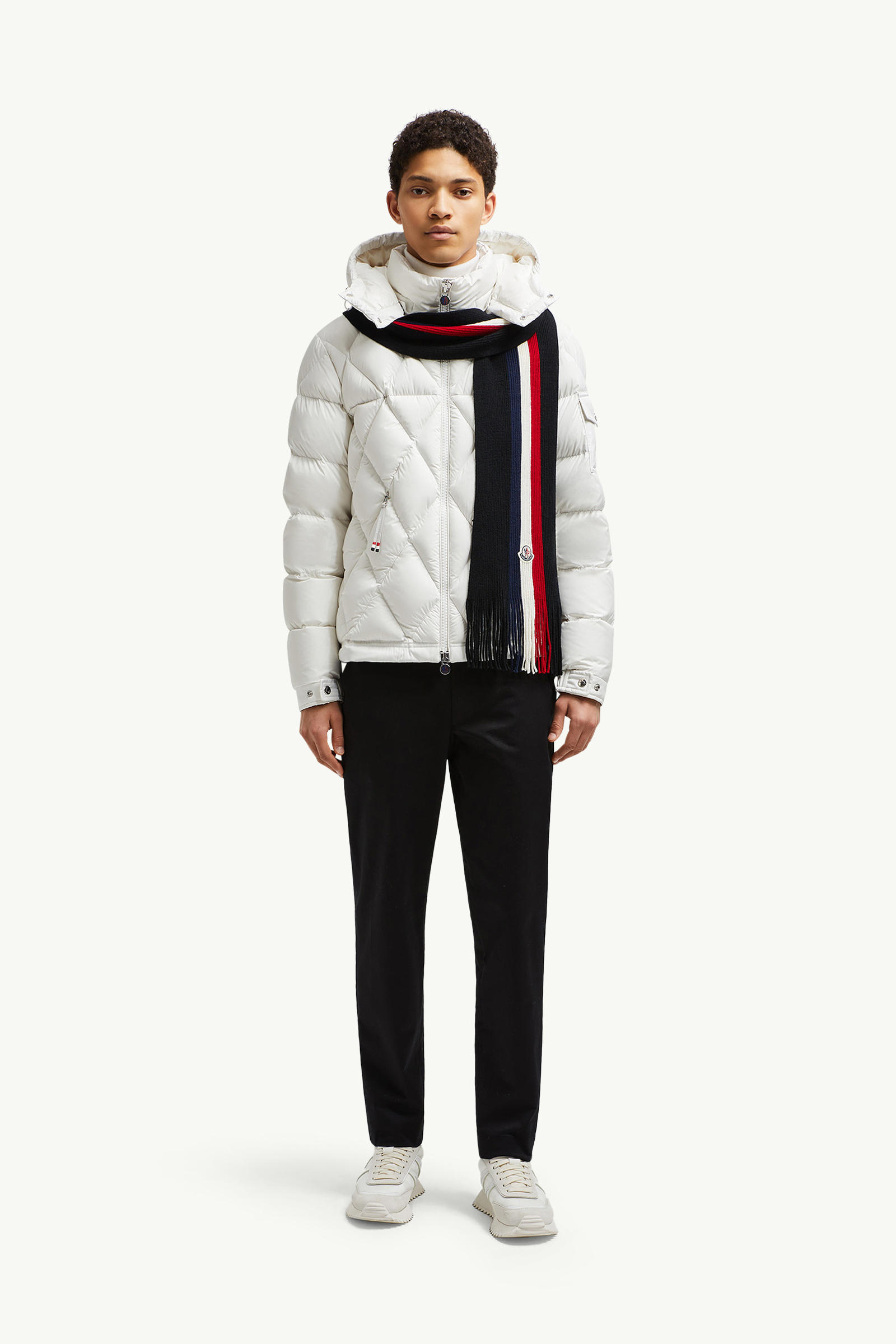 Tricolour Wool Scarf Men Black Moncler 1