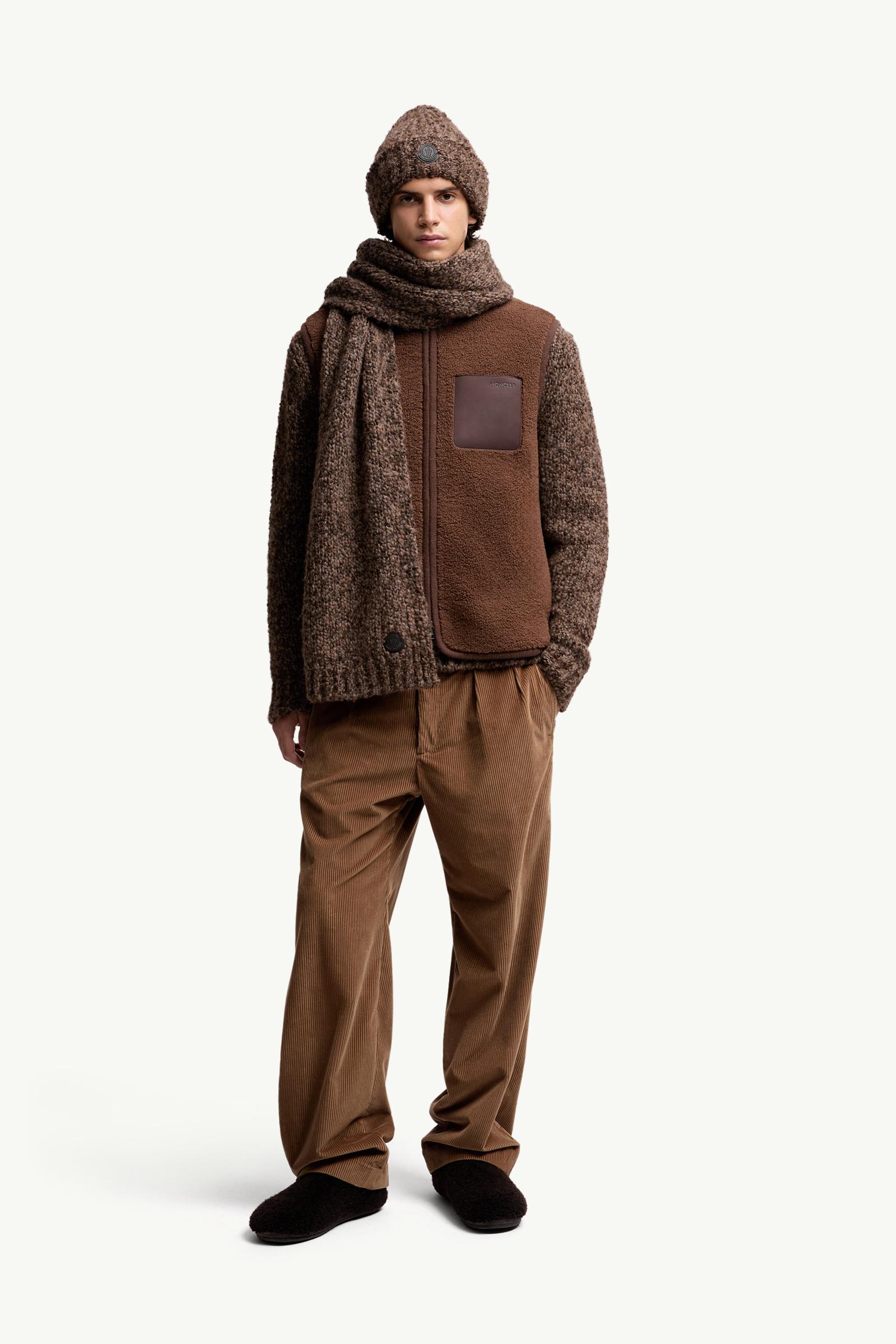 Wool & Alpaca Blend Scarf Men Brown Moncler 1