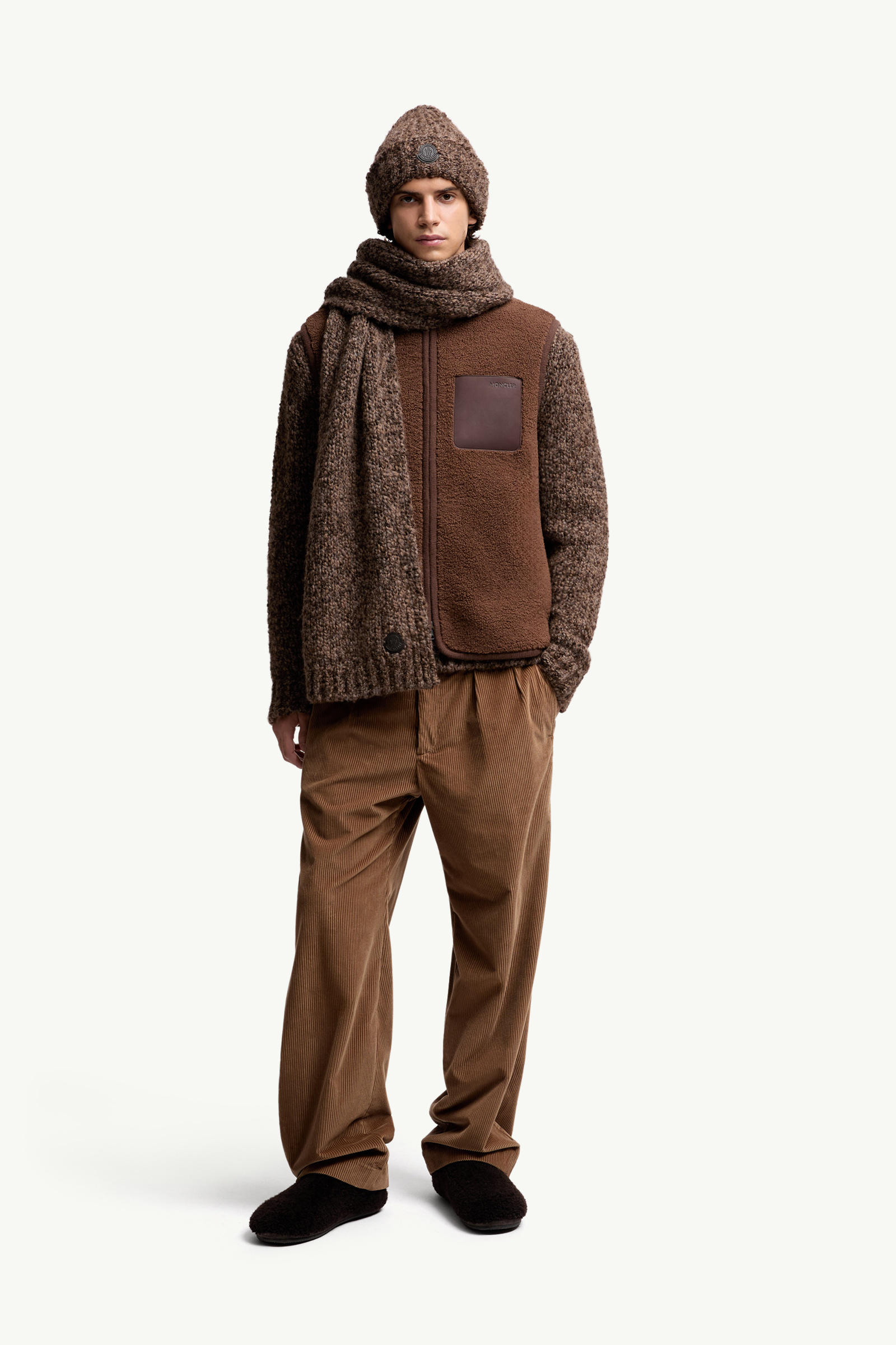 Wool & Alpaca Blend Scarf Men Brown Moncler 1