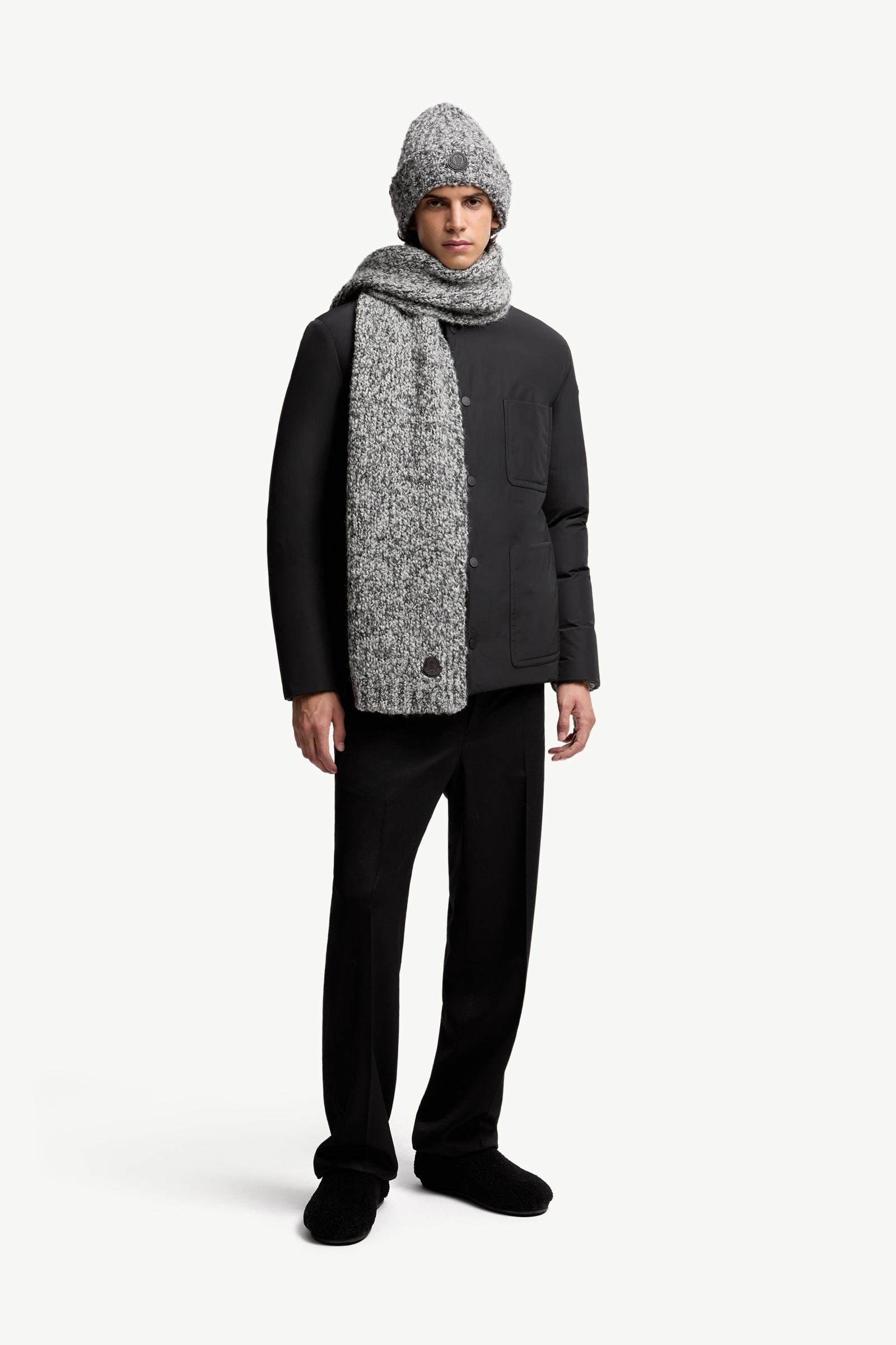 Wool & Alpaca Blend Scarf Men Gray Moncler 1