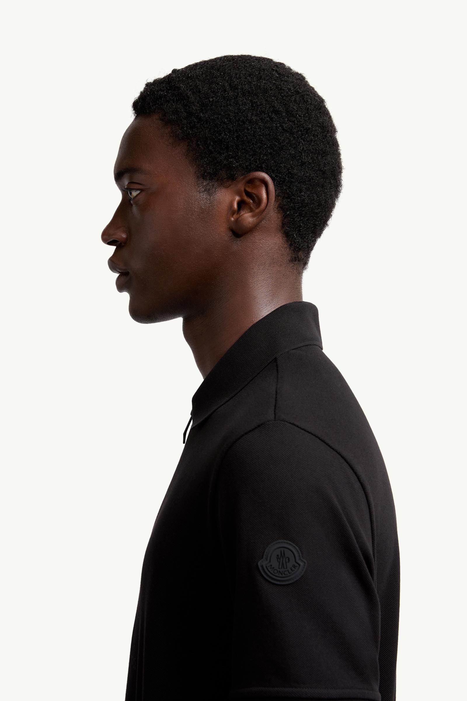 Polo de piqué de algodón con parche con logotipo Hombre Negro Moncler 1