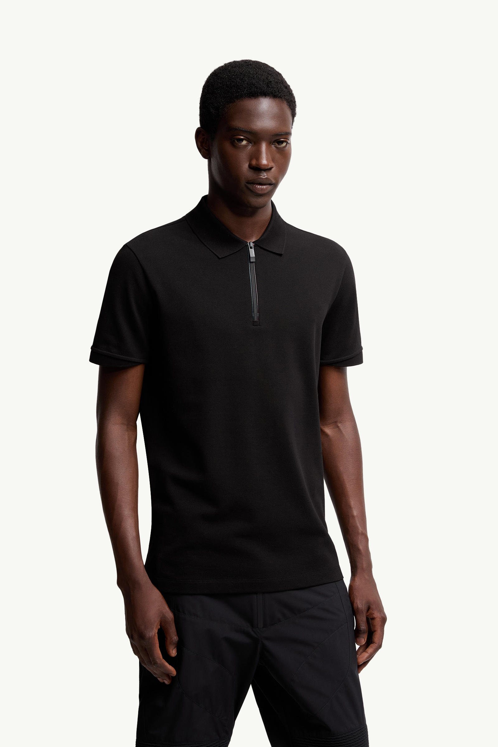 Polo de piqué de algodón con parche con logotipo Hombre Negro Moncler 3