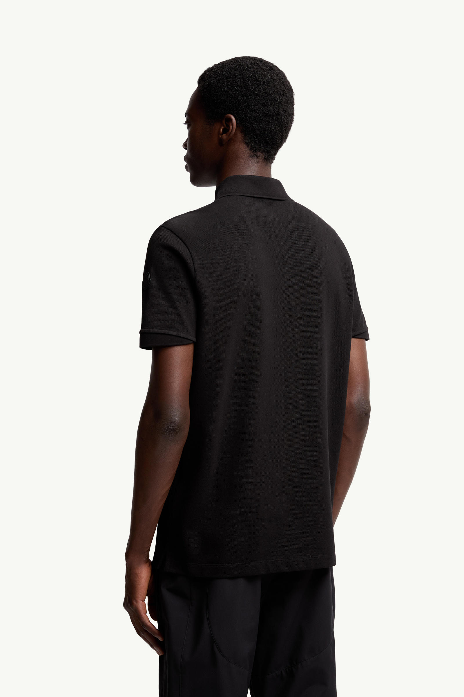 Polo de piqué de algodón con parche con logotipo Hombre Negro Moncler 4