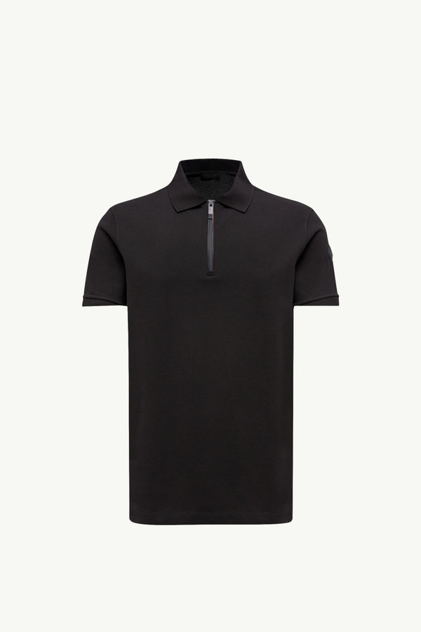 Logo Patch Cotton Piquet Polo Shirt Men Black Moncler 2