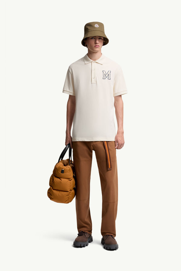 Monogram Cotton Piquet Polo Shirt Men White Ivory Moncler 0