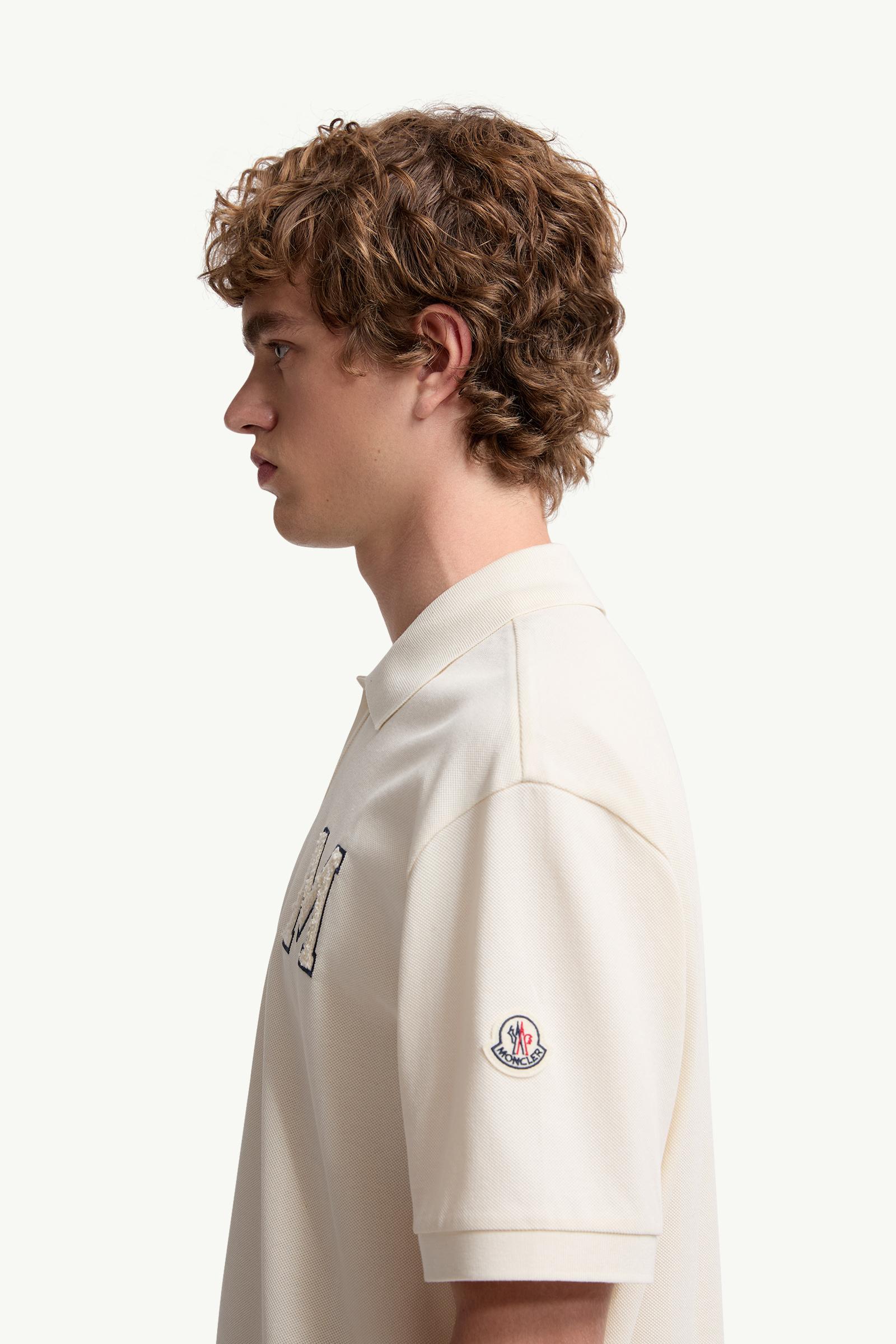Monogram Cotton Piquet Polo Shirt Men White Ivory Moncler 1