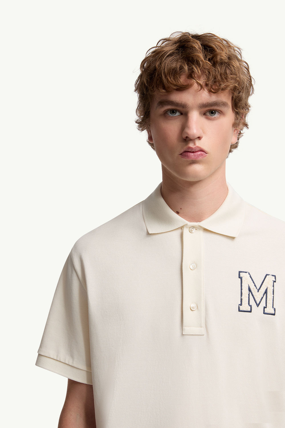 Monogram Cotton Piquet Polo Shirt Men White Ivory Moncler 5