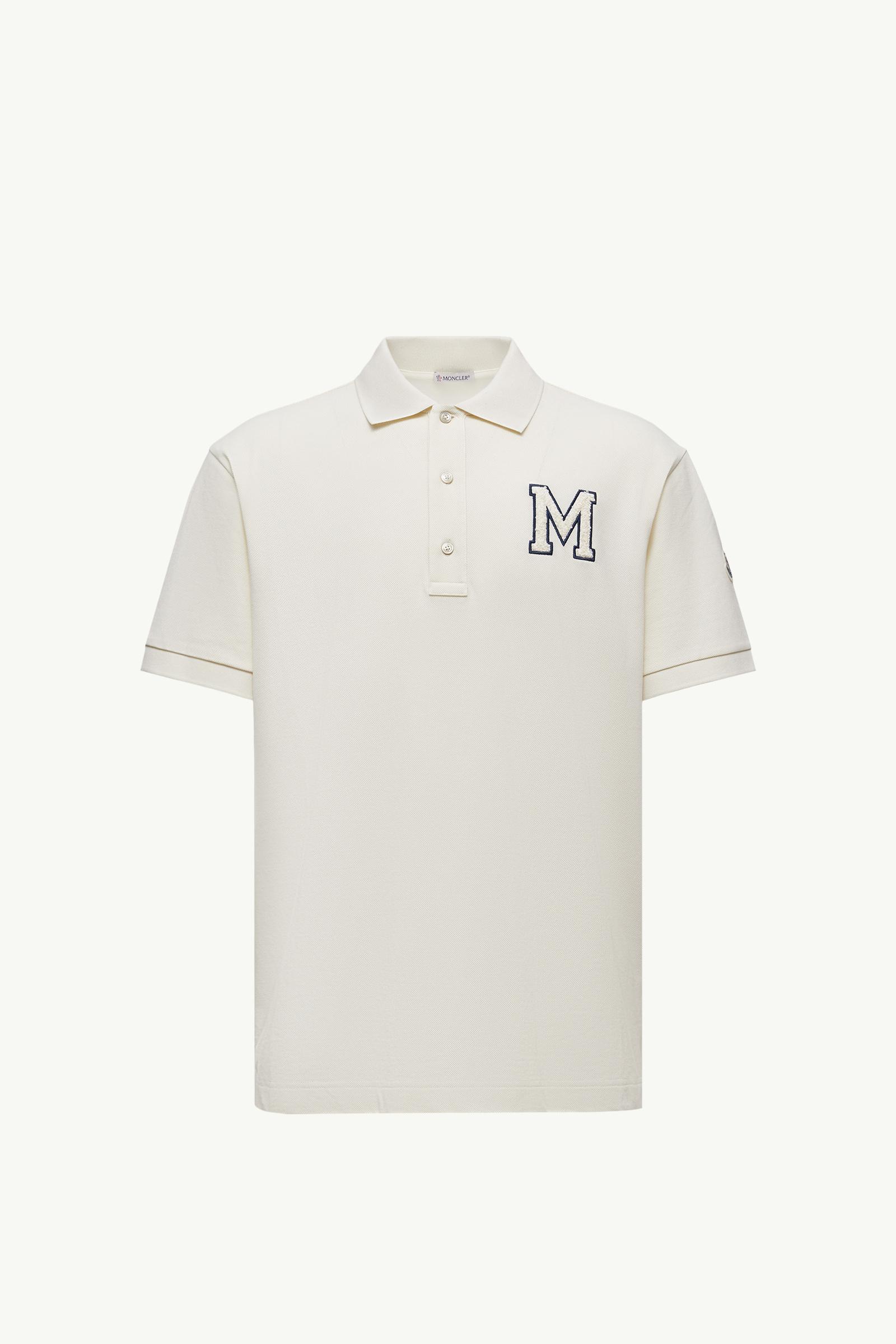 White Ivory Monogram Cotton Piquet Polo Shirt - Polos & T-shirts