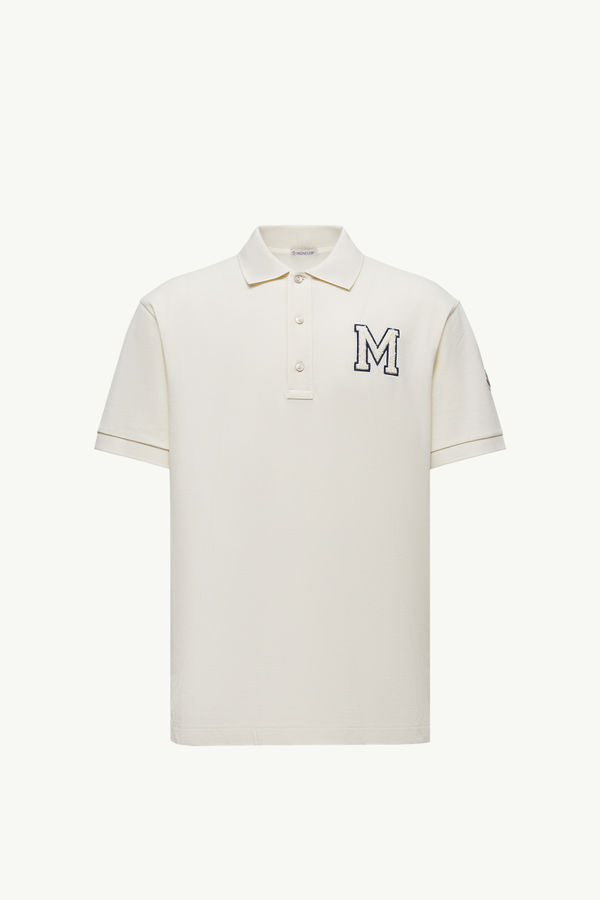 Monogram Cotton Piquet Polo Shirt Men White Ivory Moncler 2