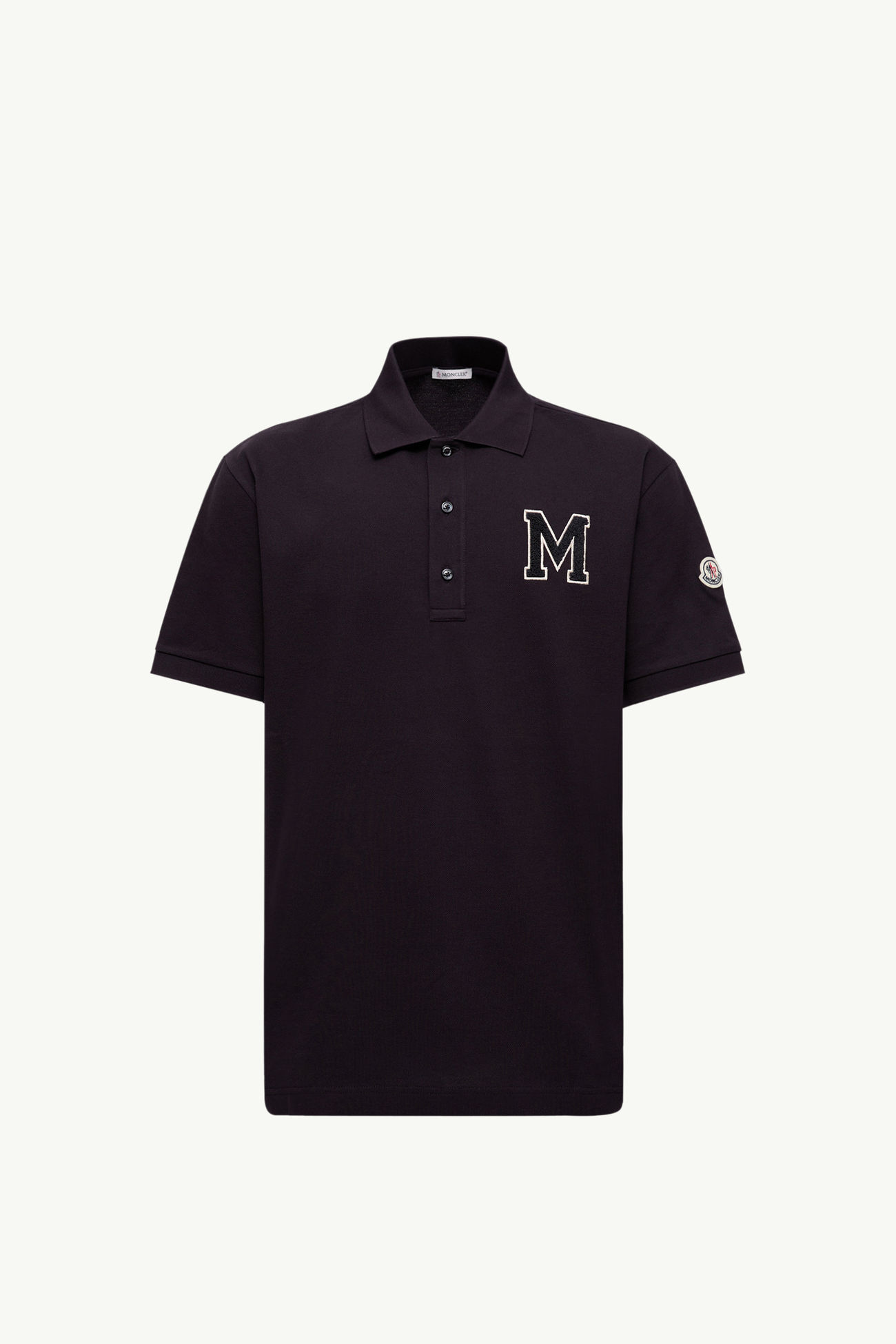 Monogram Cotton Piquet Polo Shirt Men Navy Blue Moncler 2