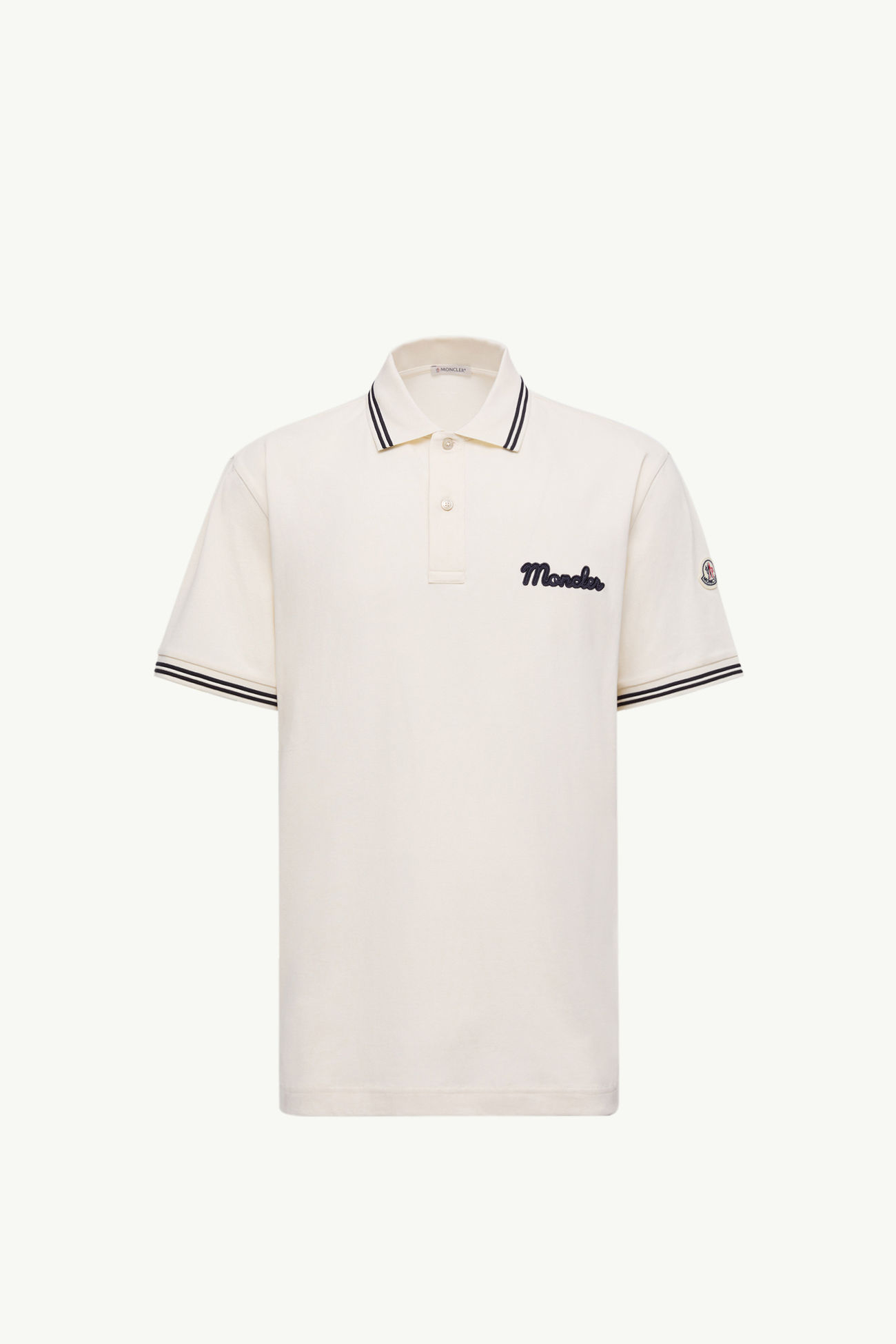 Poloshirt aus Baumwollpiqué mit gesticktem Logo Herren Weiß-Elfenbein Moncler 2